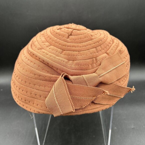 Vintage Brighton of California Hat Sz 22 Brown with Bow 1930-1940 - Picture 1 of 8